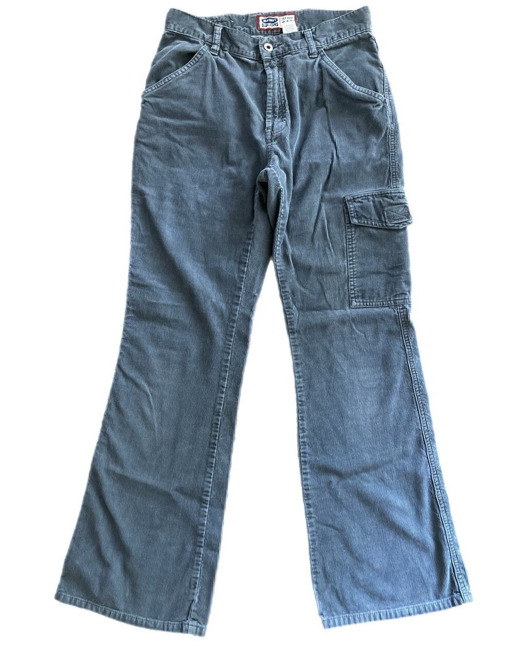 Vintage Old Navy 90s Y2k Slate Corduroy Cargo Bootcut Boho Fairy Pants Size 6